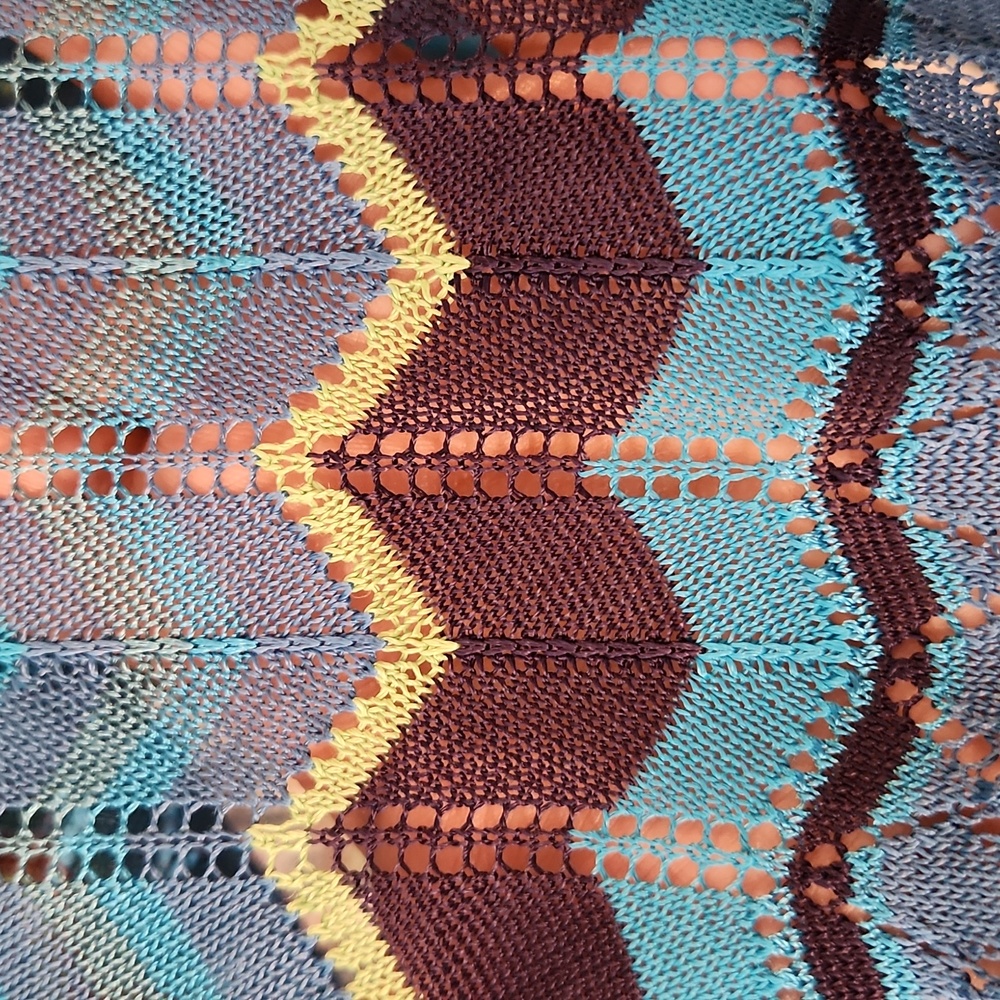 Open Knit Chevron Long Sleeve Top - Picture 4 of 5